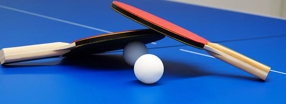 Tischtennisschläger mit Tischtennisball