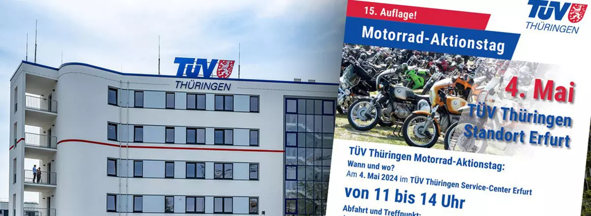 15. Motorrad-Aktionstag in Erfurt: Sternfahrt des TÜV Thüringen führt 2024 in den Erfurter Südosten